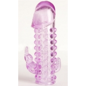 Закрытая фиолетовая насадка с 2 отростками - 13 см. - Toyfa Basic - в Дзержинске купить с доставкой