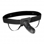 Чёрный полый страпон с вибрацией Unisex Vibrating Hollow Strap-On - 14 см. - Lux Fetish - купить с доставкой в Дзержинске