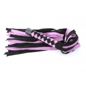 Черно-розовая плеть из замши - 58 см. - БДСМ Арсенал - купить с доставкой в Дзержинске