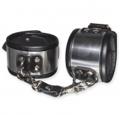 Эффектные серебристо-черные наручники с металлическим блеском - Sitabella - купить с доставкой в Дзержинске