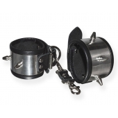 Серебристо-черные наручники с шипами и металлическим блеском - Sitabella - купить с доставкой в Дзержинске