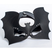 Черная кожаная маска на глаза  Летучая мышь - Sitabella - купить с доставкой в Дзержинске