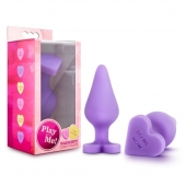 Фиолетовая анальная пробка Naughty Candy Heart Do Me Now - 8,9 см. - Blush Novelties - купить с доставкой в Дзержинске