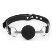 Черный силиконовый кляп-шарик на ремешке - Notabu - купить с доставкой в Дзержинске