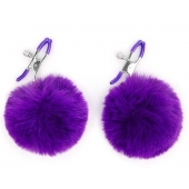 Зажимы для сосков с фиолетовым пушком - Notabu - купить с доставкой в Дзержинске