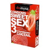 Презервативы для орального секса DOMINO Sweet Sex с ароматом клубничного коктейля  - 3 шт. - Domino - купить с доставкой в Дзержинске