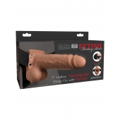 Кофейный перезаряжаемый вибрострапон 7  Hollow Rechargeable Strap-on with Balls - 20,3 см. - Pipedream - купить с доставкой в Дзержинске