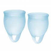 Набор голубых менструальных чаш Feel confident Menstrual Cup - Satisfyer - купить с доставкой в Дзержинске