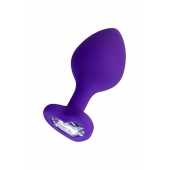 Фиолетовая анальная втулка Diamond Heart с прозрачным кристаллом - 8 см. - ToyFa - купить с доставкой в Дзержинске