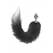 Серебристая анальная пробка с черным хвостом Galaxy - Lola Games - купить с доставкой в Дзержинске