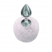 Серебристая анальная пробка с белым пушистым хвостиком Twinkle - Lola Games - купить с доставкой в Дзержинске