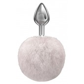 Серебристая анальная пробка с белым пушистым хвостиком Twinkle - Lola Games - купить с доставкой в Дзержинске