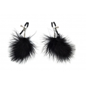 Зажимы на соски с черным пухом Euphoric - Lola Games - купить с доставкой в Дзержинске