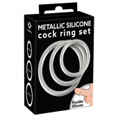 Набор из 3 эрекционных колец под металл Metallic Silicone Cock Ring Set - Orion - в Дзержинске купить с доставкой