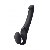 Черный безремневой вибрострапон Silicone Bendable Strap-On M - Strap-on-me - купить с доставкой в Дзержинске