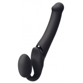 Черный безремневой вибрострапон Silicone Bendable Strap-On M - Strap-on-me - купить с доставкой в Дзержинске