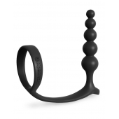 Черная анальная цепочка с эрекционным кольцом Ass-gasm Cockring Anal Beads - Pipedream - в Дзержинске купить с доставкой
