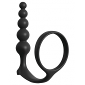 Черная анальная цепочка с эрекционным кольцом Ass-gasm Cockring Anal Beads - Pipedream - в Дзержинске купить с доставкой