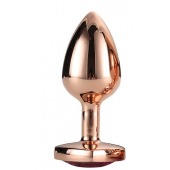 Золотистая анальная втулка с кристаллом-сердечком розового цвета - 7,1 см. - Dream Toys - купить с доставкой в Дзержинске