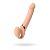 Телесный безремневой вибрострапон Vibrating Bendable Strap-On L - Strap-on-me - купить с доставкой в Дзержинске