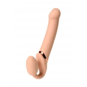 Телесный безремневой вибрострапон Vibrating Bendable Strap-On L - Strap-on-me - купить с доставкой в Дзержинске
