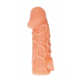 Телесная закрытая насадка с венками Cock Sleeve Size M - 15,6 см. - KOKOS - в Дзержинске купить с доставкой