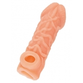 Телесная закрытая насадка с венками Cock Sleeve Size M - 15,6 см. - KOKOS - в Дзержинске купить с доставкой