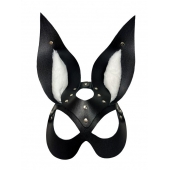 Черная маска зайки с белым мехом на ушках Miss Bunny - БДСМ Арсенал - купить с доставкой в Дзержинске