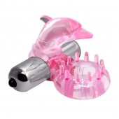 Розовое виброкольцо-дельфин с шипами - Baile - в Дзержинске купить с доставкой