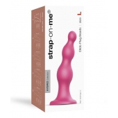 Розовая насадка Strap-On-Me Dildo Plug Beads size L - Strap-on-me - купить с доставкой в Дзержинске