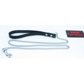 Металлический поводок с кожаной петлёй - БДСМ Арсенал - купить с доставкой в Дзержинске