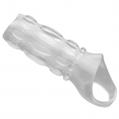 Насадка на пенис с кольцом для мошонки Clear Sensations Enhancer Sex Sleeve - 11,5 см. - XR Brands - в Дзержинске купить с доставкой