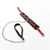 Черный ошейник с красным ремешком и поводком - Crazy Handmade - купить с доставкой в Дзержинске