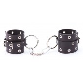 Черные кожаные наручники с люверсами - Crazy Handmade - купить с доставкой в Дзержинске