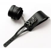 Черные кожаные оковы с креплением в виде веревочек - Crazy Handmade - купить с доставкой в Дзержинске