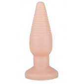 Телесная анальная пробка с рёбрышками - 14 см. - LOVETOY (А-Полимер)