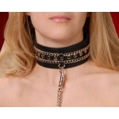 Чёрный ошейник с цепочками и поводком - Sitabella - купить с доставкой в Дзержинске