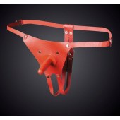 Красные кожаные универсальные трусики со штырьком для насадок - Sitabella - купить с доставкой в Дзержинске