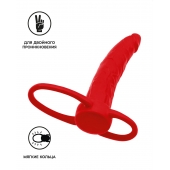 Красная насадка на пенис для двойного проникновения Black Red - 16,5 см. - ToyFa - купить с доставкой в Дзержинске