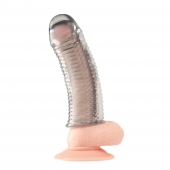 Текстурированная насадка на пенис Clear Textured Penis Enhancing Sleeve Extension - 16,5 см. - BlueLine - в Дзержинске купить с доставкой