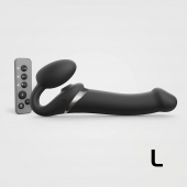 Черный безремневой страпон Multi Orgasm Size L с клиторальной стимуляцией - Strap-on-me - купить с доставкой в Дзержинске