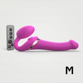 Ярко-розовый безремневой страпон Multi Orgasm Size M с клиторальной стимуляцией - Strap-on-me - купить с доставкой в Дзержинске