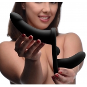 Черный вибрострапон Double Take 10X Double Penetration Vibrating Strap-on Harness - XR Brands - купить с доставкой в Дзержинске