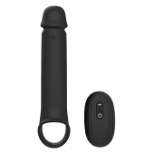 Черная насадка-удлинитель с вибрацией Vibrating Extender With Remote - Dream Toys - в Дзержинске купить с доставкой