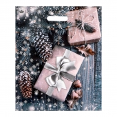 Новогодний пакет с принтом в виде подарков и вырубной ручкой (45х38 см) - Сима-Ленд - купить с доставкой в Дзержинске