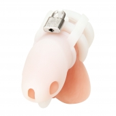 Белая клетка для пениса Silicone Small 2 in Cock Cage With Ball Divider - BlueLine - купить с доставкой в Дзержинске