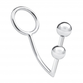 Кольцо на пенис с анальным стимулятором Two Bead Stainless Steel Anal Hook   Cock Ring - BlueLine - в Дзержинске купить с доставкой