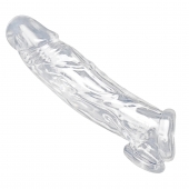 Прозрачная насадка для увеличения члена Realistic Clear Penis Enhancer and Ball Stretcher - 20,3 см. - XR Brands - в Дзержинске купить с доставкой