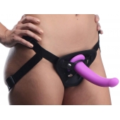 Лиловый поясной страпон Navigator Silicone G-Spot Dildo with Harness - 17,8 см. - XR Brands - купить с доставкой в Дзержинске