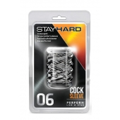 Прозрачная насадка с объёмными чёрточками STAY HARD COCK SLEEVE 06 CLEAR - Blush Novelties - в Дзержинске купить с доставкой